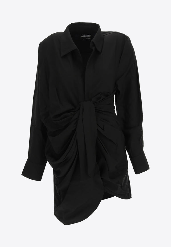 Jacquemus La Robe Bahia Mini Shirt Dress Black 21H213DR009_1020_990