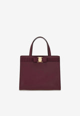 Ferragamo Vara Ribbon Calf Leather Top Handle Bag Plum 21I290 VARA TOT 791864 PLUM
