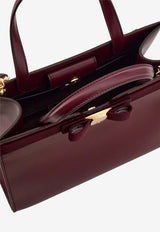 Ferragamo Vara Ribbon Calf Leather Top Handle Bag Plum 21I290 VARA TOT 791864 PLUM