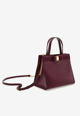 Ferragamo Vara Ribbon Calf Leather Top Handle Bag Plum 21I290 VARA TOT 791864 PLUM