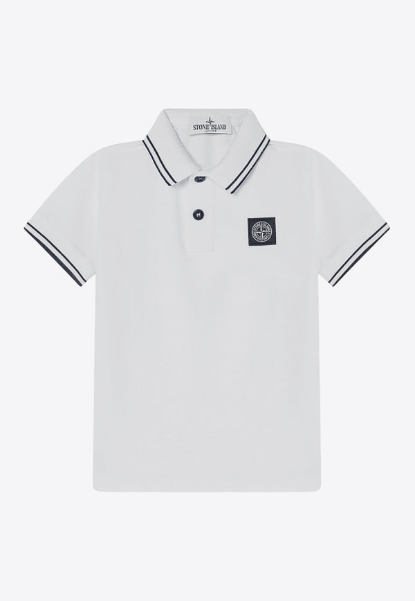 Stone Island Junior Boys Logo Patch Polo T-shirt White 2200001S0018/Q_STONE-V1001