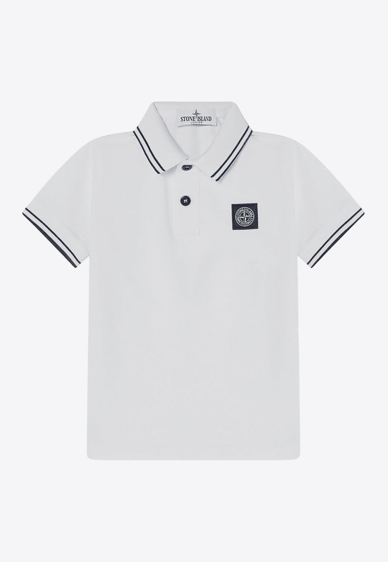 Stone Island Junior Boys Logo Patch Polo T-shirt White 2200001S0018/Q_STONE-V1001