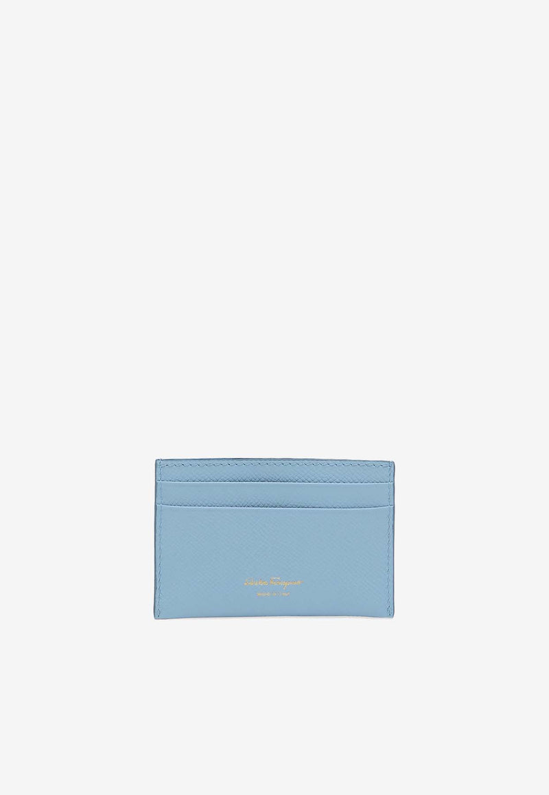 Salvatore Ferragamo Gancini Hammered Leather Cardholder Sky Blue 220007 201 774990 SKY BLUE