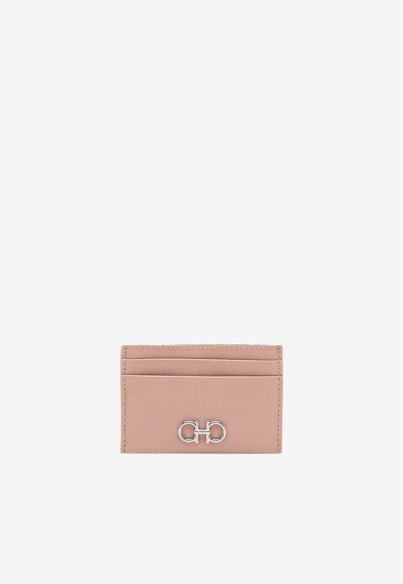 Salvatore Ferragamo Gancini Hammered Leather Cardholder Pink 220007 201 774992 ROSE