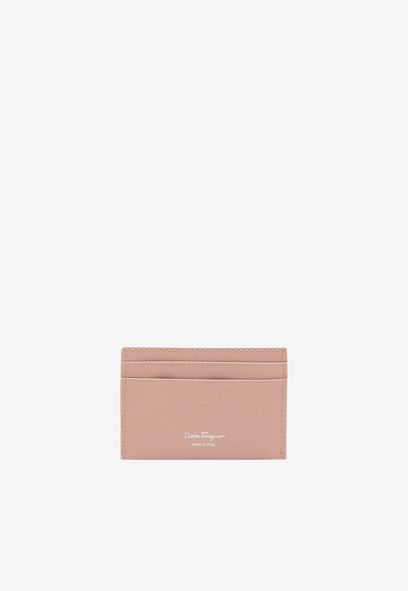 Salvatore Ferragamo Gancini Hammered Leather Cardholder Pink 220007 201 774992 ROSE