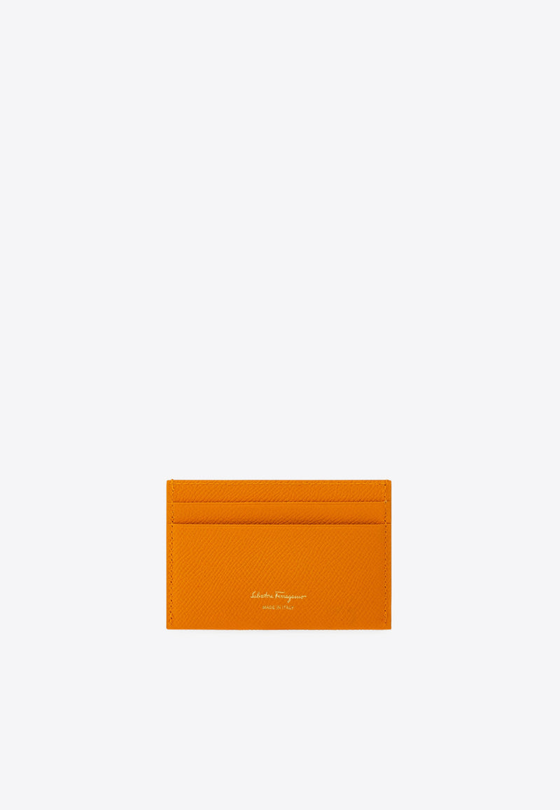 Ferragamo Gancini  Plaque Leather Cardholder Orange 220007 201 785194 TUMERIC