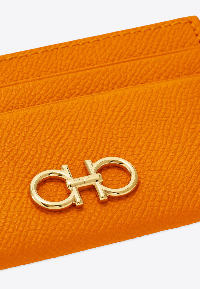 Ferragamo Gancini  Plaque Leather Cardholder Orange 220007 201 785194 TUMERIC