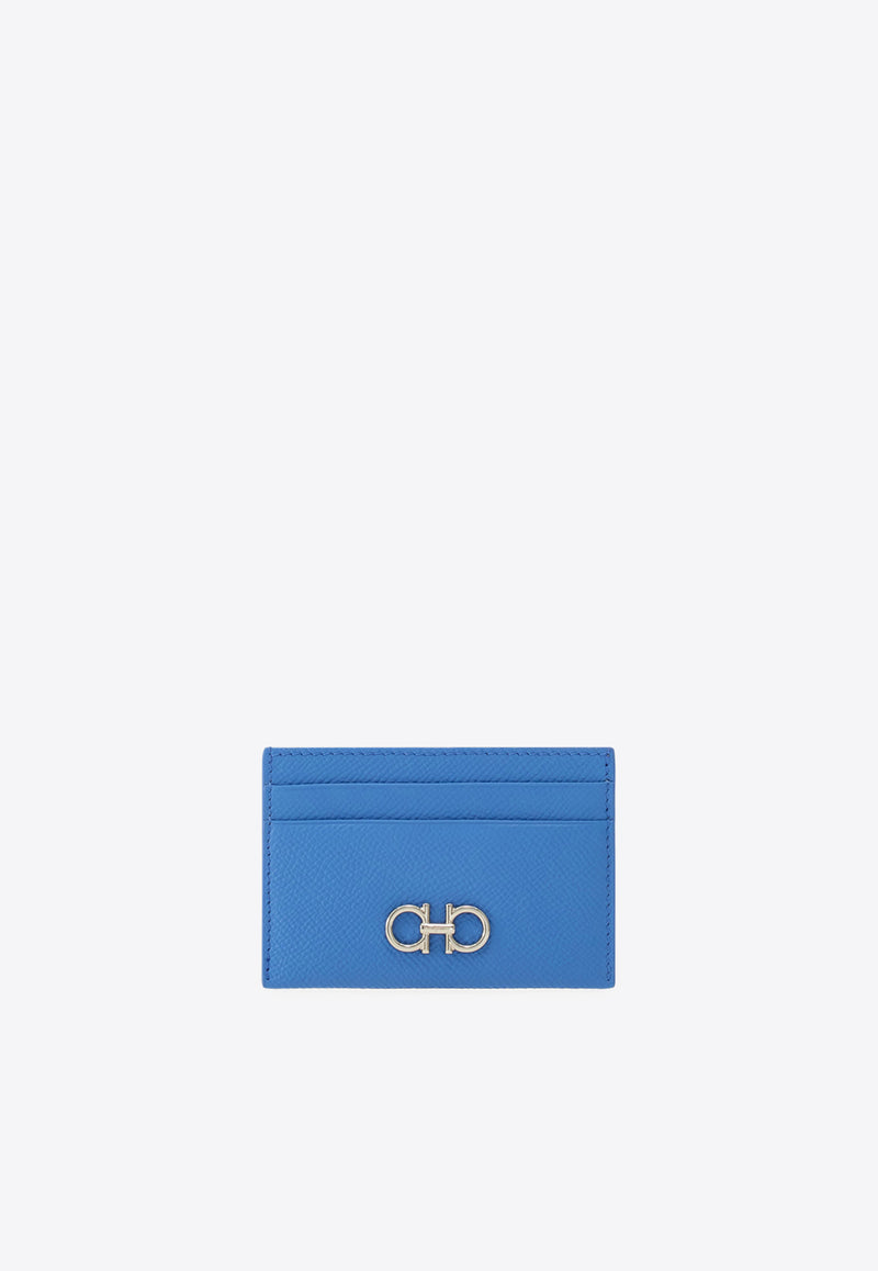 Ferragamo Gancini  Plaque Leather Cardholder Blue 220007 201 785195 BLEUET