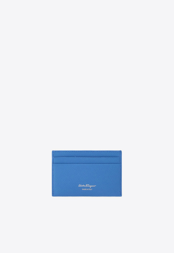 Ferragamo Gancini  Plaque Leather Cardholder Blue 220007 201 785195 BLEUET