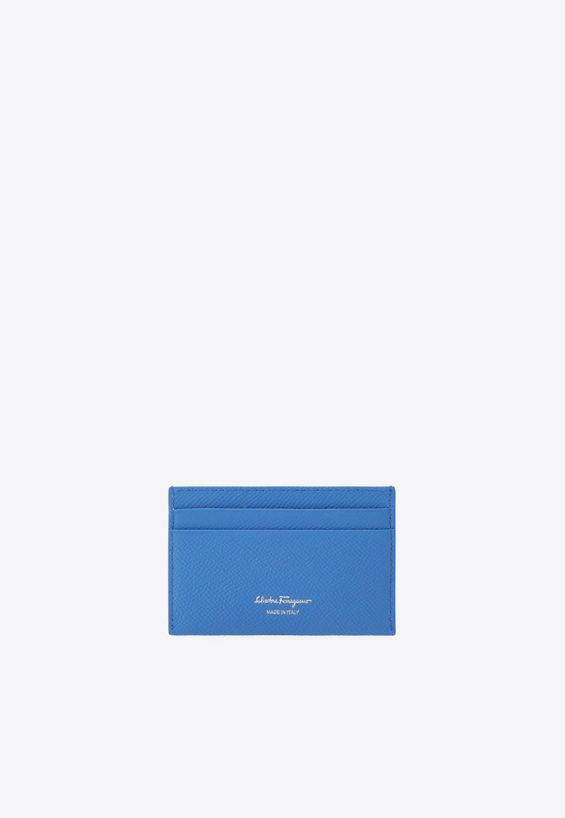 Ferragamo Gancini  Plaque Leather Cardholder Blue 220007 201 785195 BLEUET