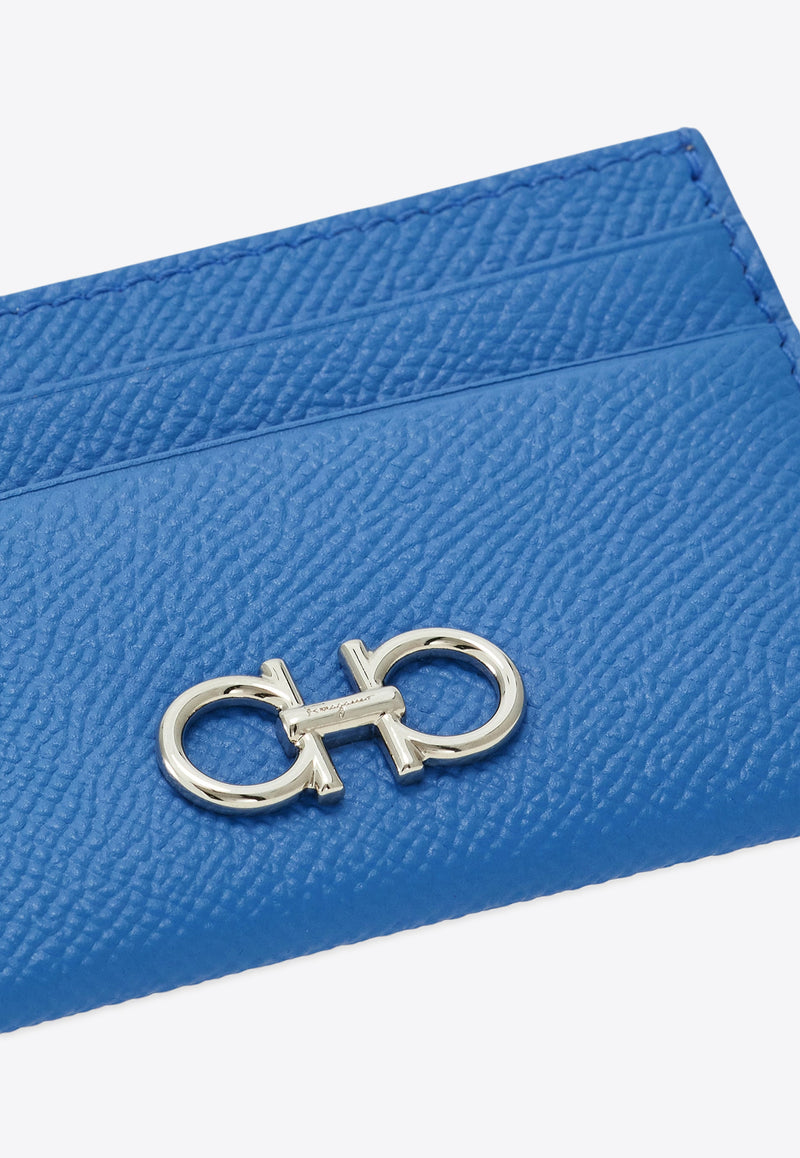 Ferragamo Gancini  Plaque Leather Cardholder Blue 220007 201 785195 BLEUET