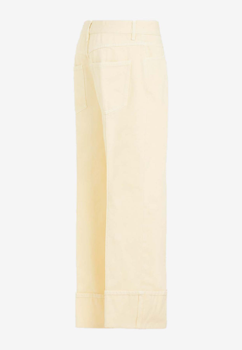 Curved-Shape Cropped Denim Pants