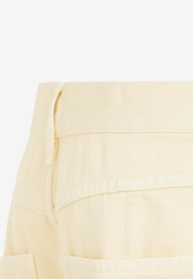 Curved-Shape Cropped Denim Pants