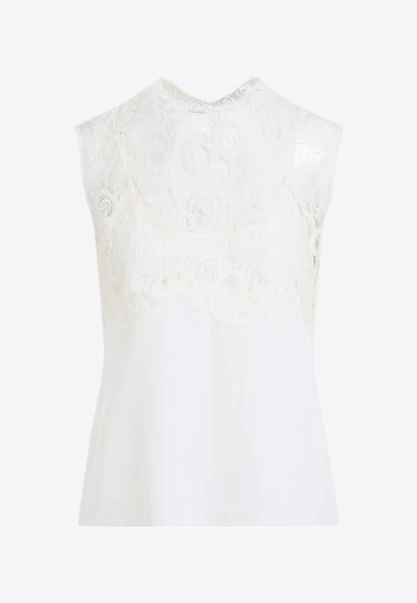 Sleeveless Silk Lace Top