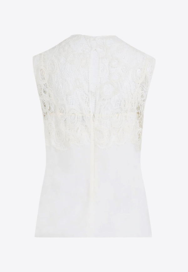 Sleeveless Silk Lace Top