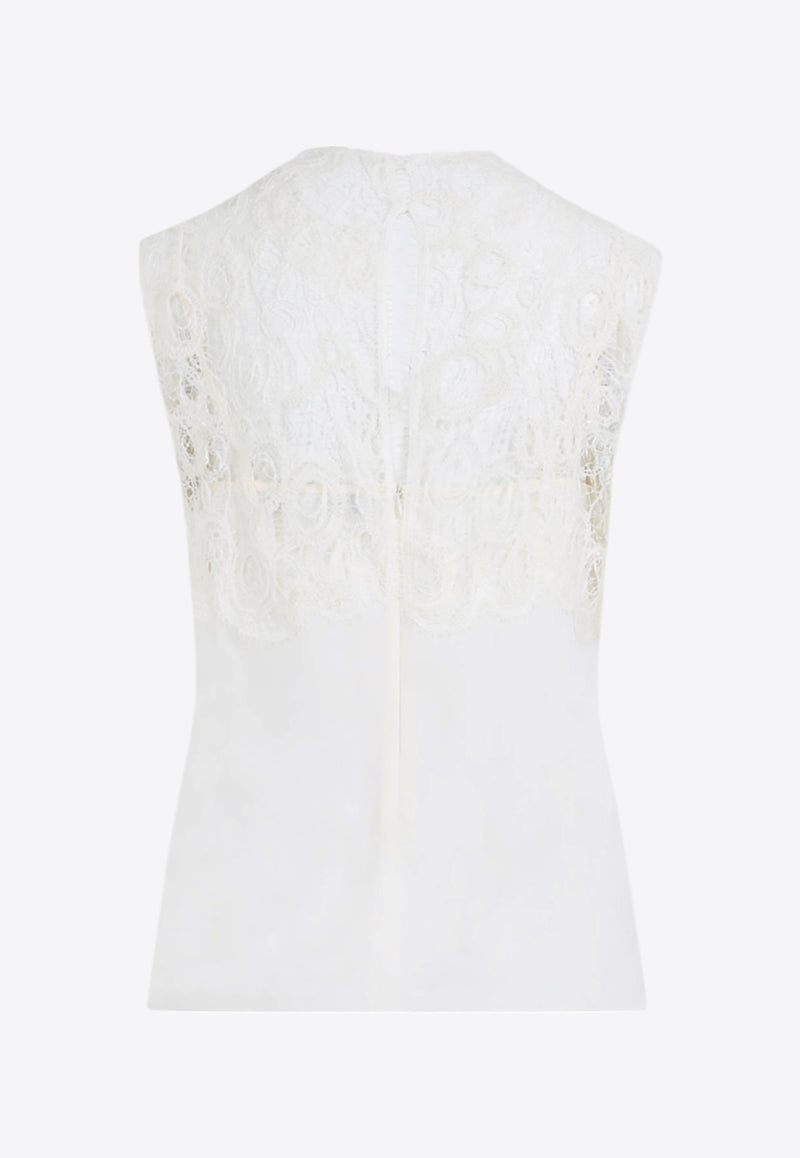 Sleeveless Silk Lace Top