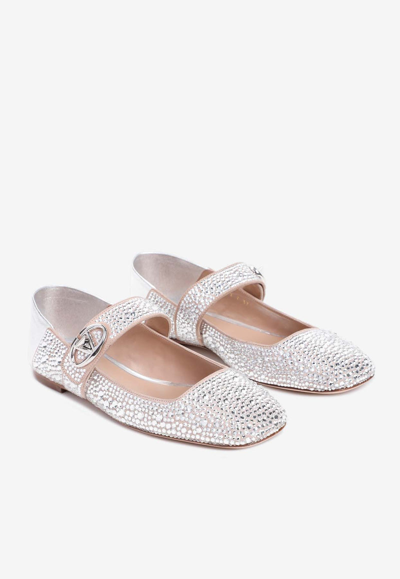 Vlogo Locker Mary Jane Crystal-Embellished Ballerinas