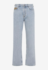 Straight-Leg Jeans with Logo Pocket Insert
