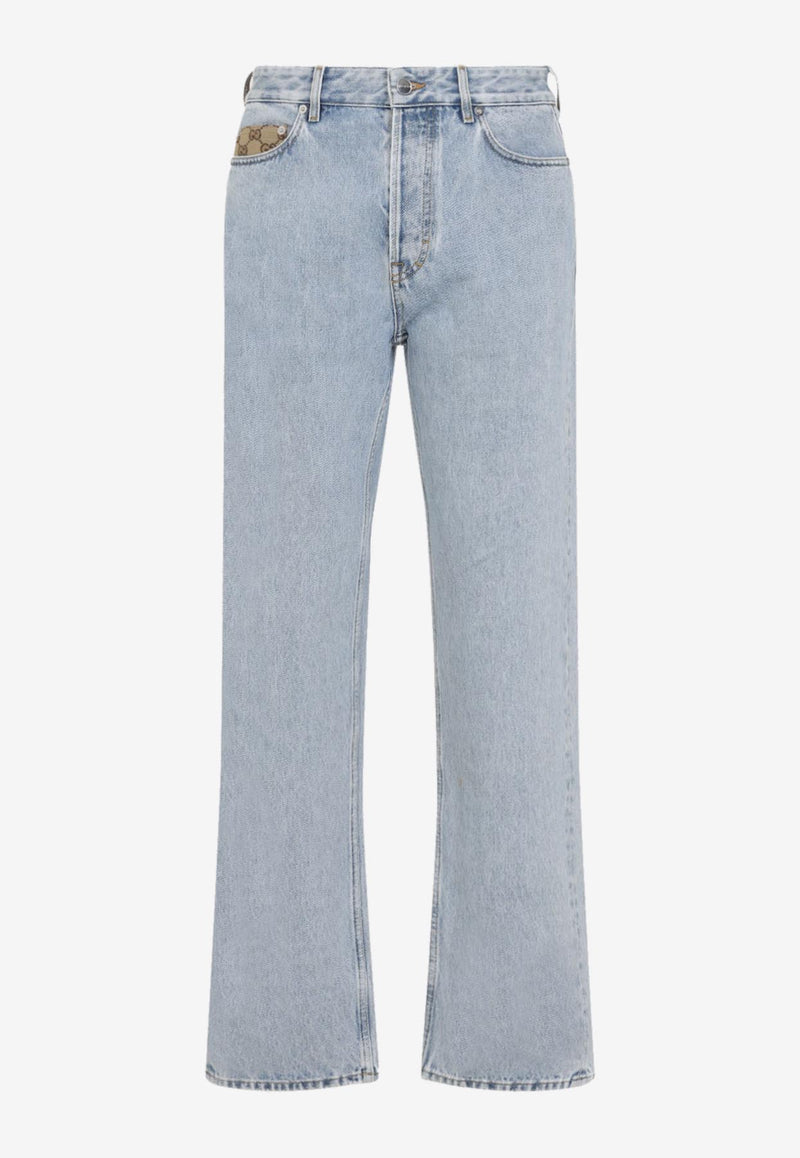 Straight-Leg Jeans with Logo Pocket Insert
