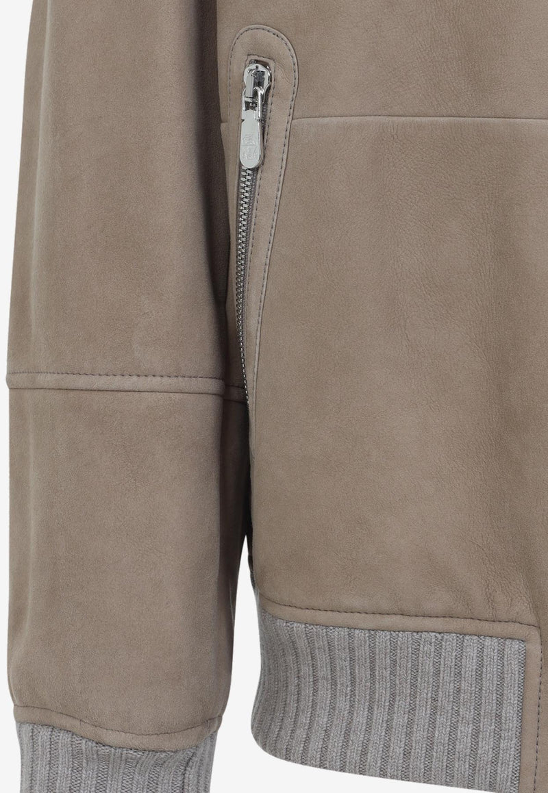 Shearling Collar Leather Jacket