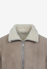 Shearling Collar Leather Jacket