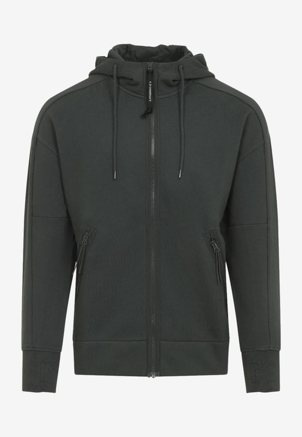 Open Zip-Up Hooded Sweatshirt