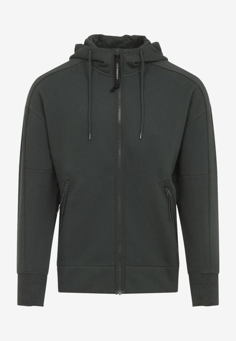Open Zip-Up Hooded Sweatshirt