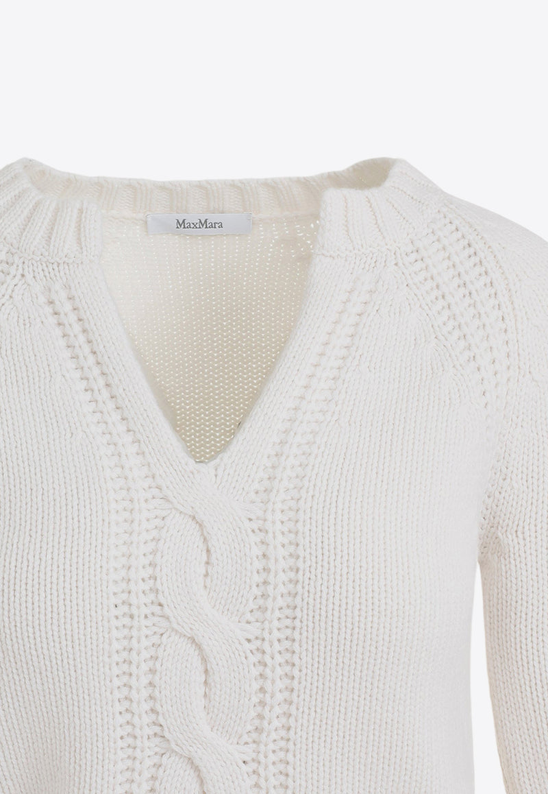 Cancan V-neck Cable Sweater