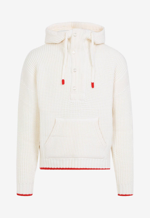 Waffle Knitted Hooded Sweatshirt
