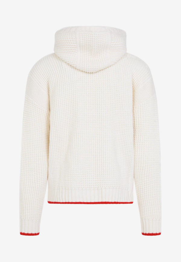 Waffle Knitted Hooded Sweatshirt
