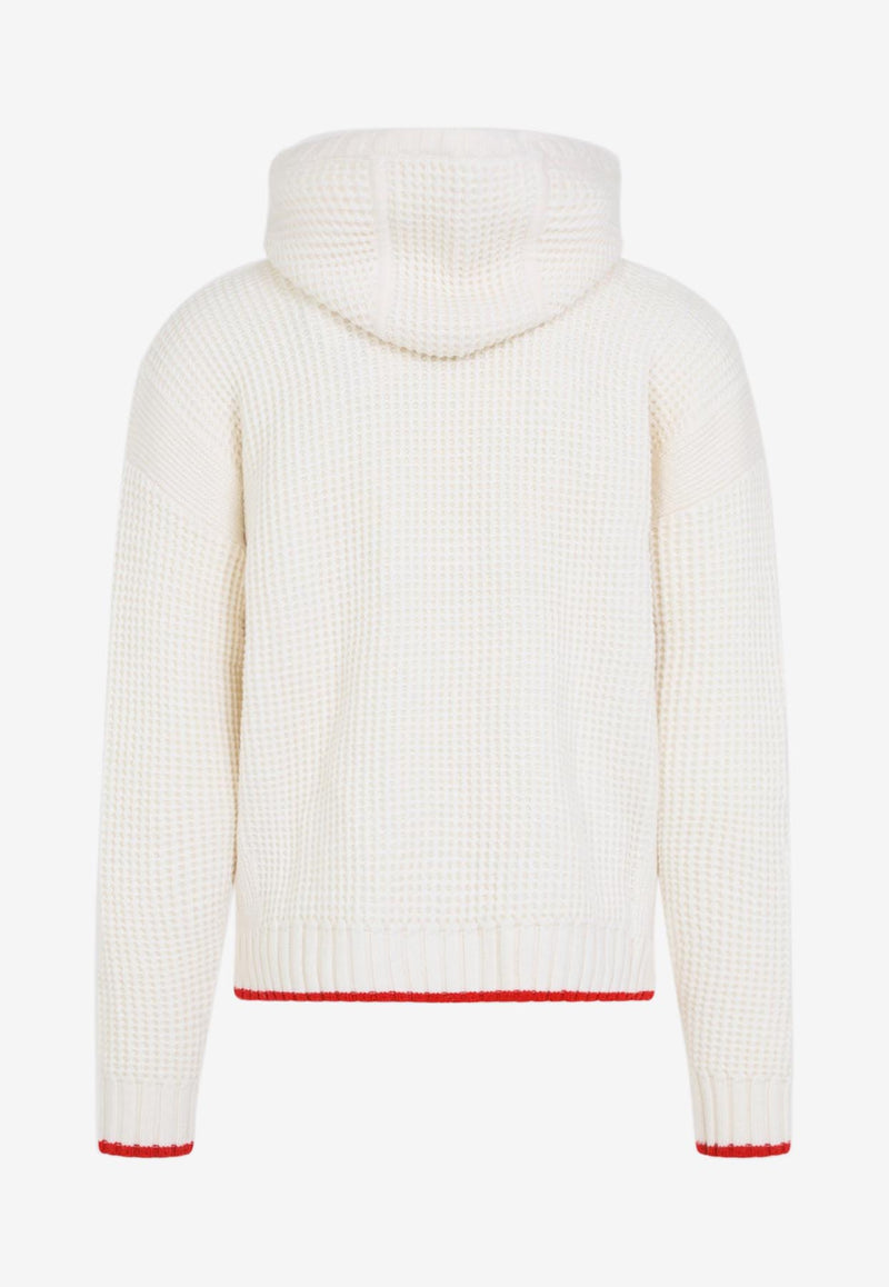Waffle Knitted Hooded Sweatshirt