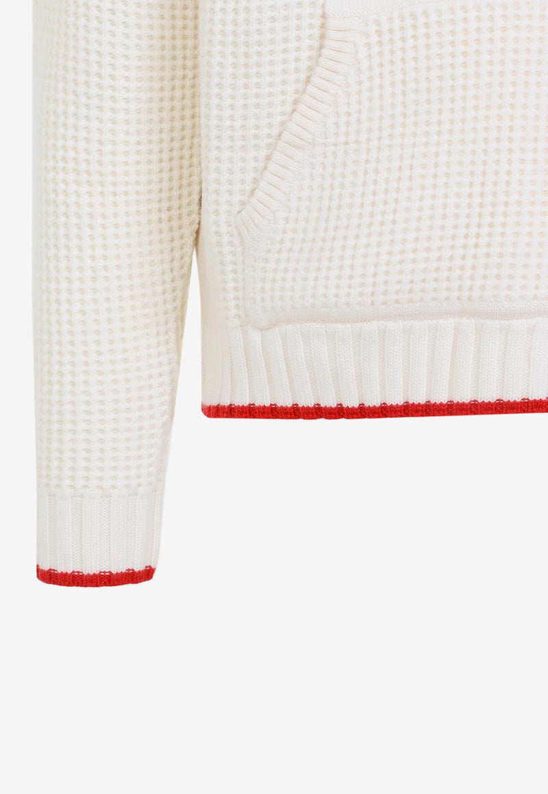 Waffle Knitted Hooded Sweatshirt