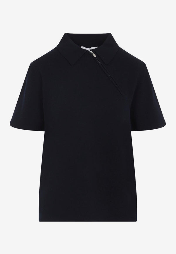 Polo T-shirt with Asymmetric Zip
