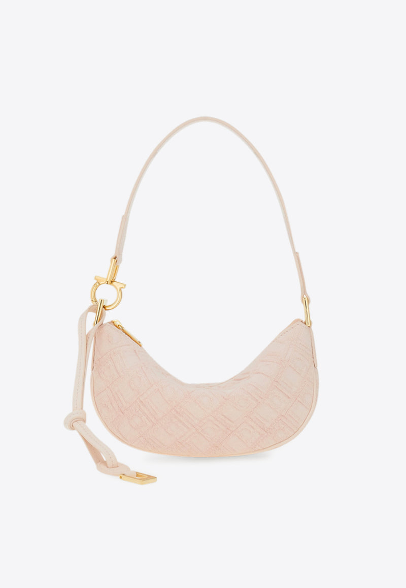 Ferragamo Mini Monogram Jacquard Hobo Bag Cream 220872 CROSSBODY 783807 CREAM TAN