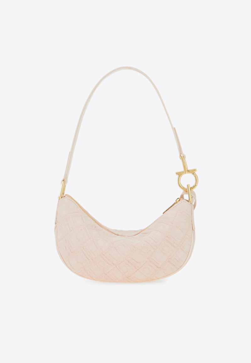 Ferragamo Mini Monogram Jacquard Hobo Bag Cream 220872 CROSSBODY 783807 CREAM TAN