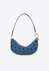 Ferragamo Mini Monogram Jacquard Denim Hobo Bag Blue 220872 CROSSBODY 783809 MIDNIGHT