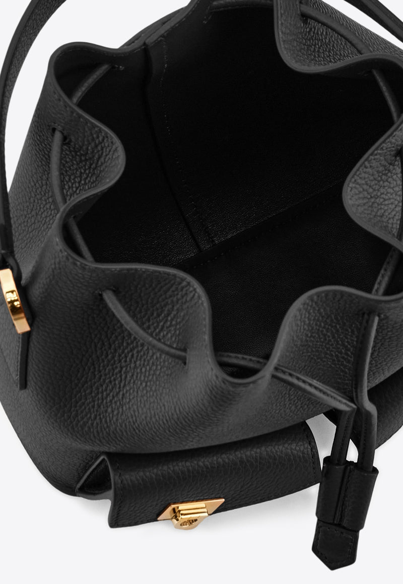 Ferragamo Multi-Pocket Leather Bucket Bag Black 220915 DRAWSTRING 785878 NERO