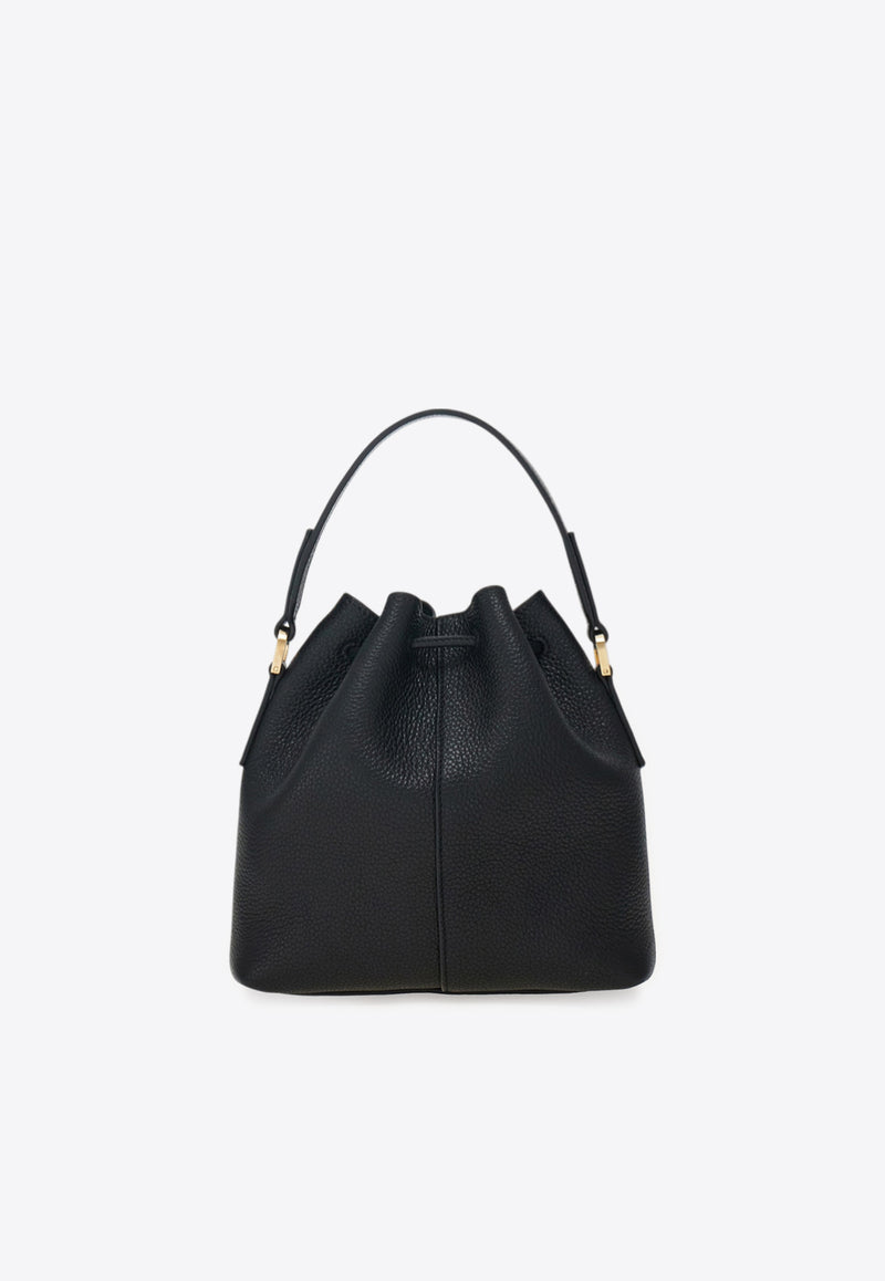 Ferragamo Multi-Pocket Leather Bucket Bag Black 220915 DRAWSTRING 785878 NERO
