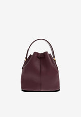 Ferragamo Grained Leather Bucket Bag Plum 220915 DRAWSTRING 789913 PLUM