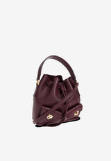 Ferragamo Grained Leather Bucket Bag Plum 220915 DRAWSTRING 789913 PLUM