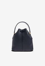 Ferragamo Grained Leather Bucket Bag Navy 220915 DRAWSTRING 789914 NEW NAVY DKB