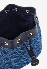 Ferragamo Monogram Jacquard Denim Bucket Bag Blue 220928 DRAWSTRING 783476 DENIM