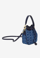 Ferragamo Monogram Jacquard Denim Bucket Bag Blue 220928 DRAWSTRING 783476 DENIM