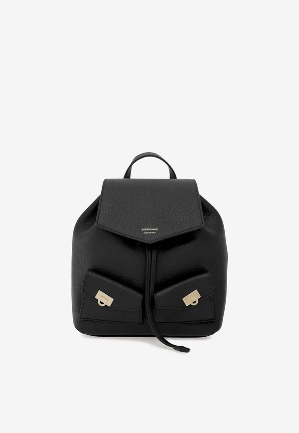 Ferragamo Mini Multi-Pocket Leather Backpack Black 220941 BACKPACK 785886 NERO