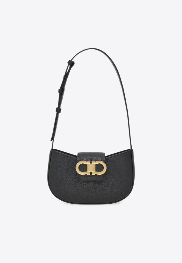 Ferragamo Mini Gabry Double Gancini Leather Shoulder Bag Black 220947 GABRY 785940 NERO