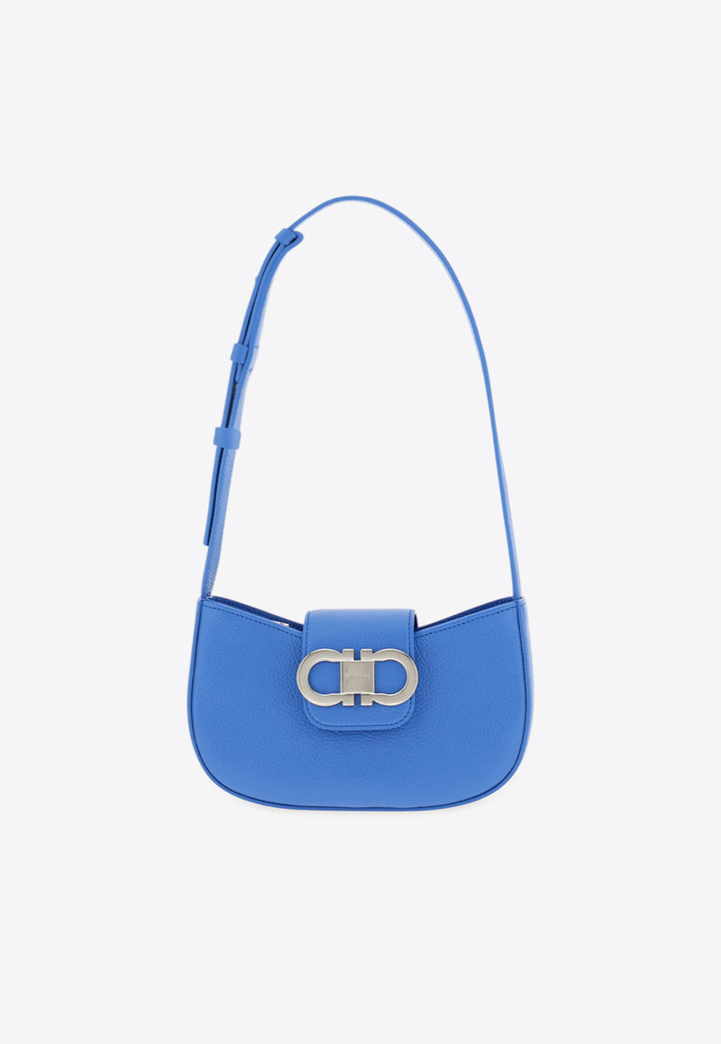 Ferragamo Mini Gabry Double Gancini Leather Shoulder Bag Blue 220947 GABRY 785942 BLEUET