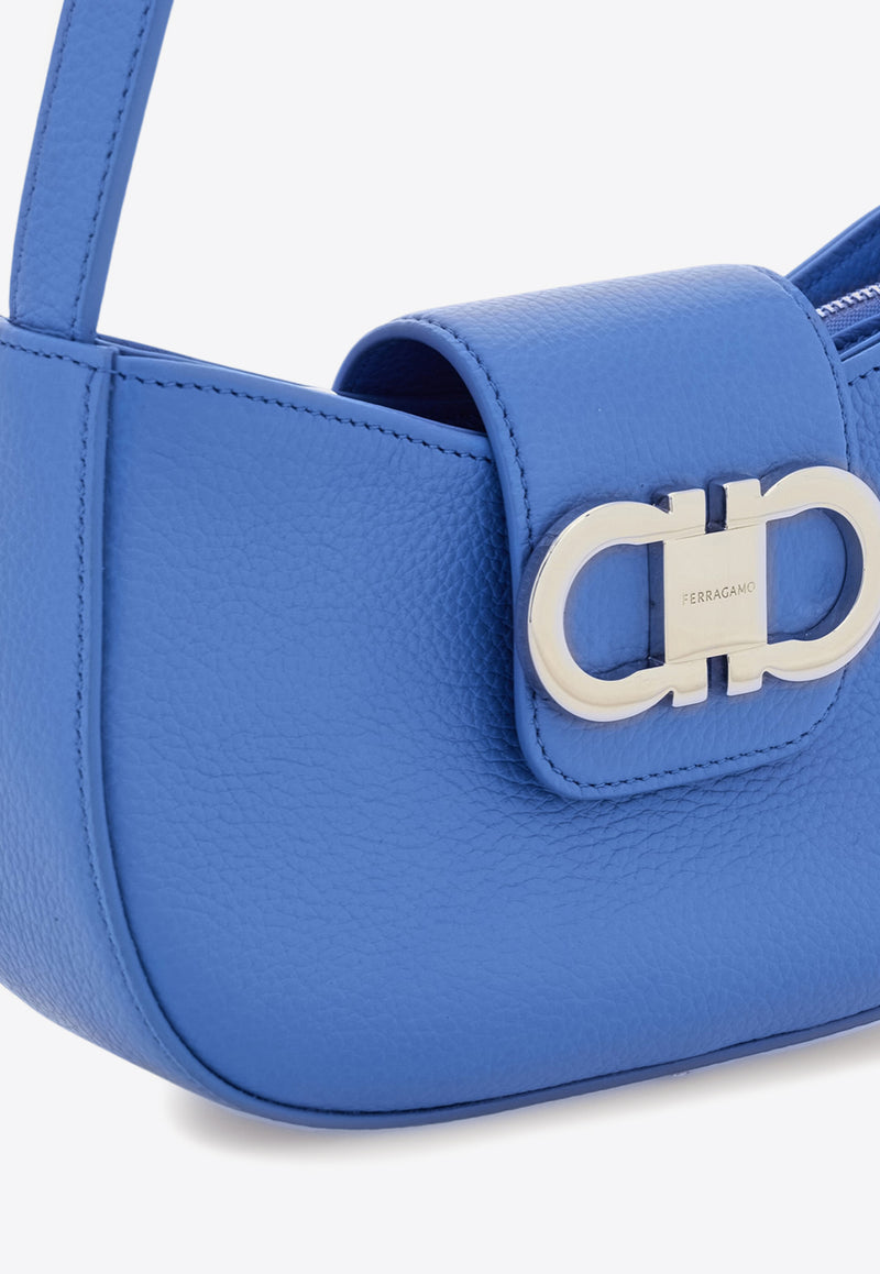 Ferragamo Mini Gabry Double Gancini Leather Shoulder Bag Blue 220947 GABRY 785942 BLEUET