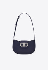 Ferragamo Mini Gabry Double Gancini Leather Shoulder Bag Navy 220947 GABRY 785943 NEW NAVY DKB