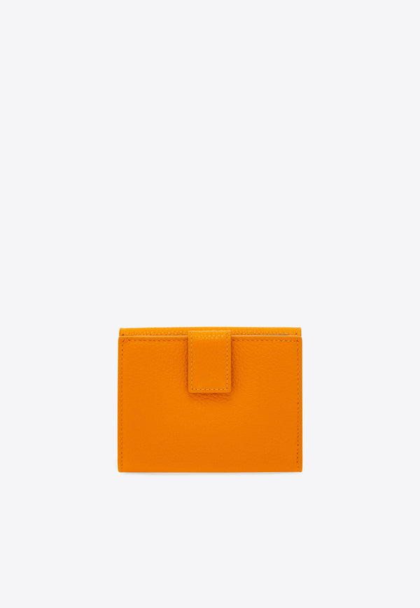 Ferragamo Gancini Grained Leather Compact Wallet Orange 220961 PORTAFOGLIO 785778 TUMERIC