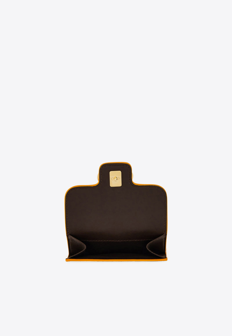 Ferragamo Gancini Grained Leather Compact Wallet Orange 220961 PORTAFOGLIO 785778 TUMERIC